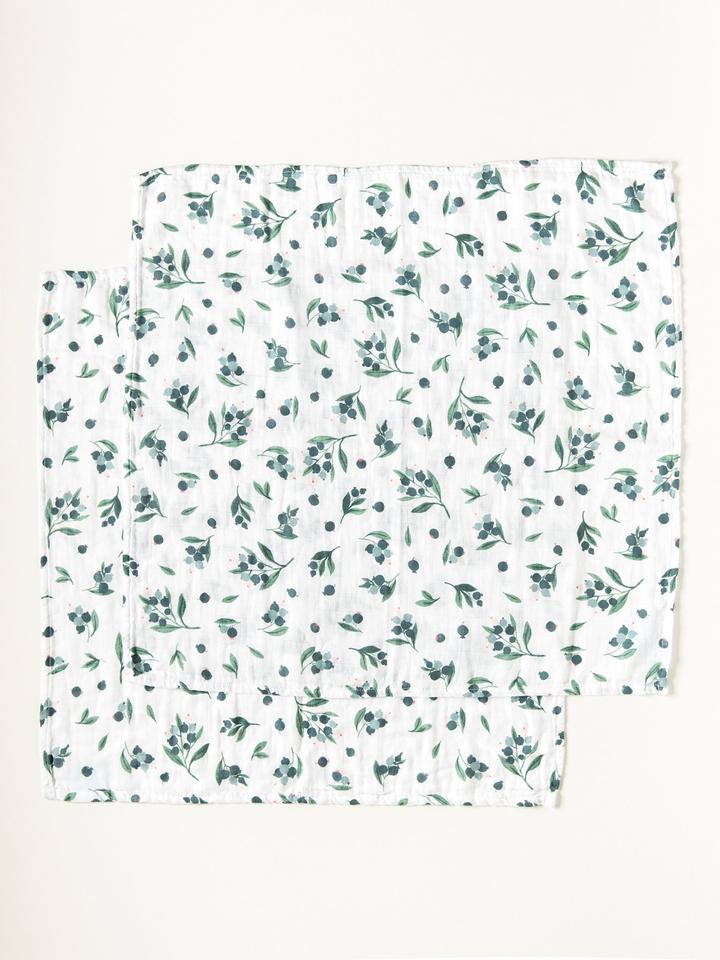 Little Blue Nest Organic Cotton Muslin Square Cloths - Blueberry