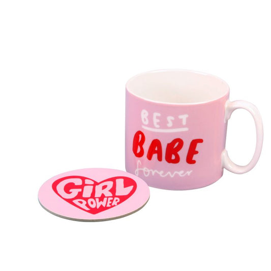 Girl Power 'Best Babe' Mug and Coaster Set